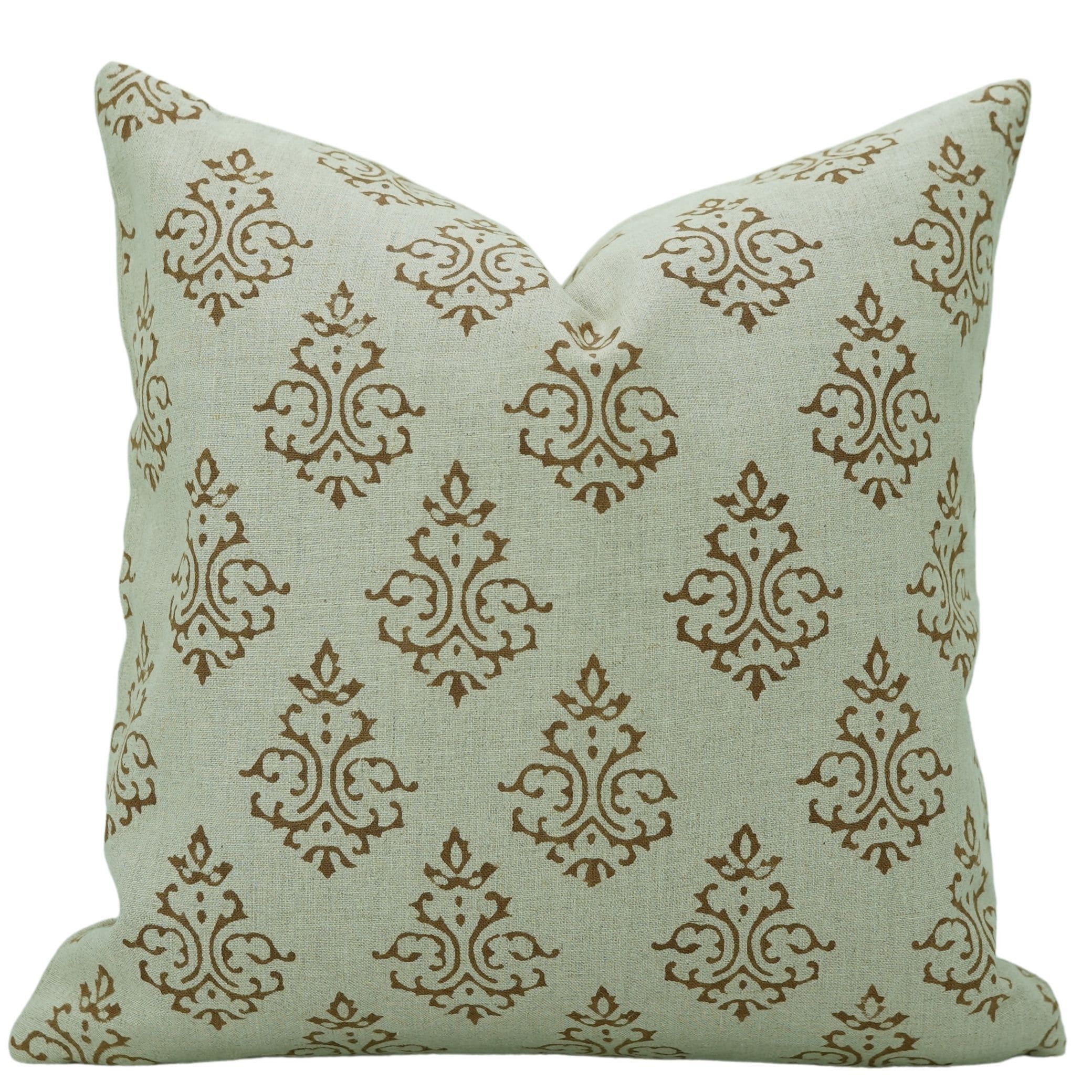 Fabdivine Floral Linen Cushion Cover Handmade Rustic Pillow Décor, Ekakshar Buta