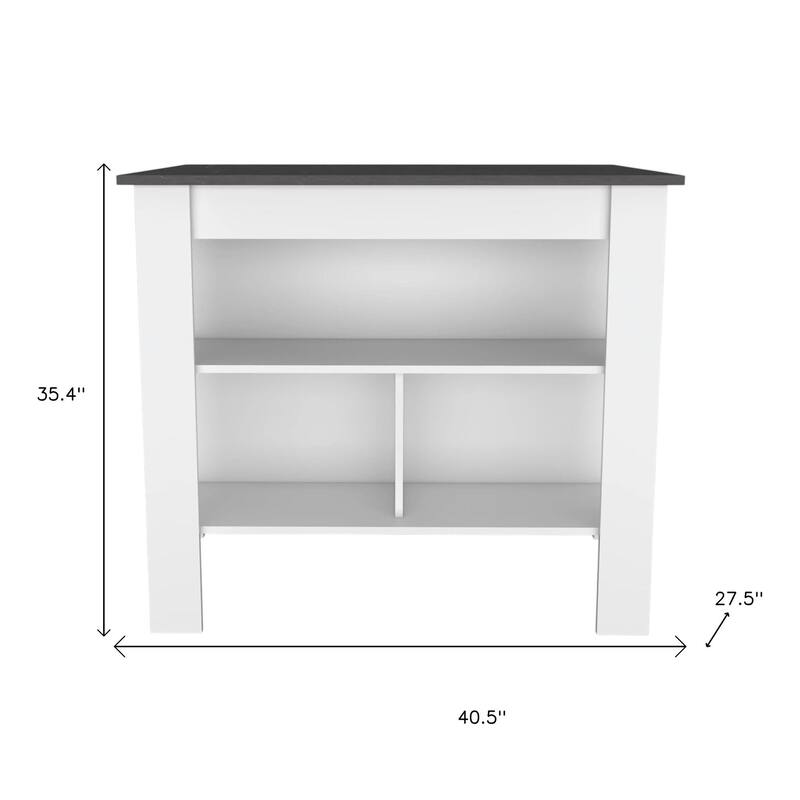 HomeRoots 41" Dark Brown and White Wood Kitchen Island Set With Storage - 40.50 in. x 35.40 in. x 27.50 in.
