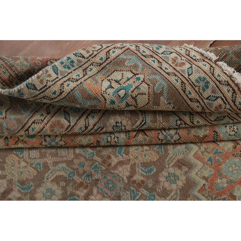 Geometric Tabriz Vintage Persian Rug Hand-Knotted Wool Carpet - 6'4" x 9'8"