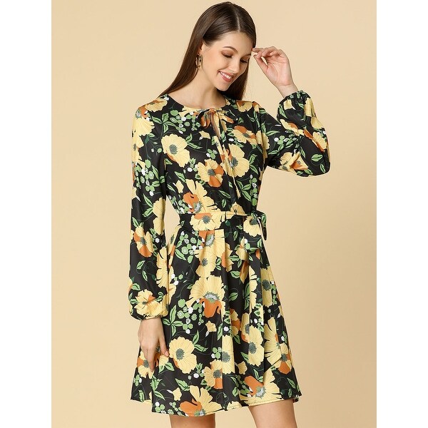 yellow long sleeve floral dress