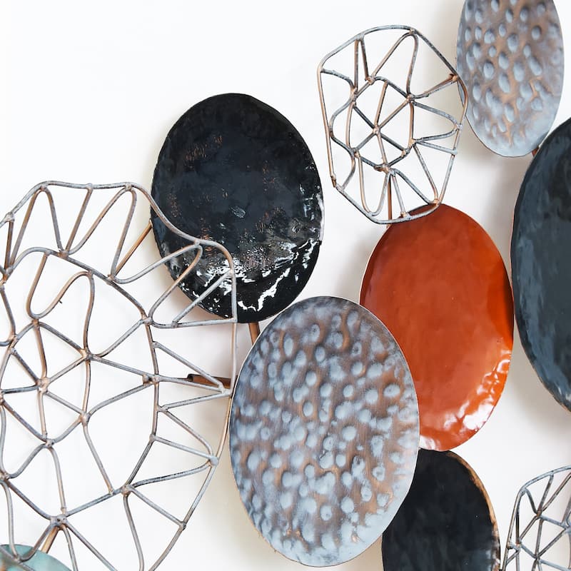 Colorful Hand Painted Etched Metal Wall Sculpture