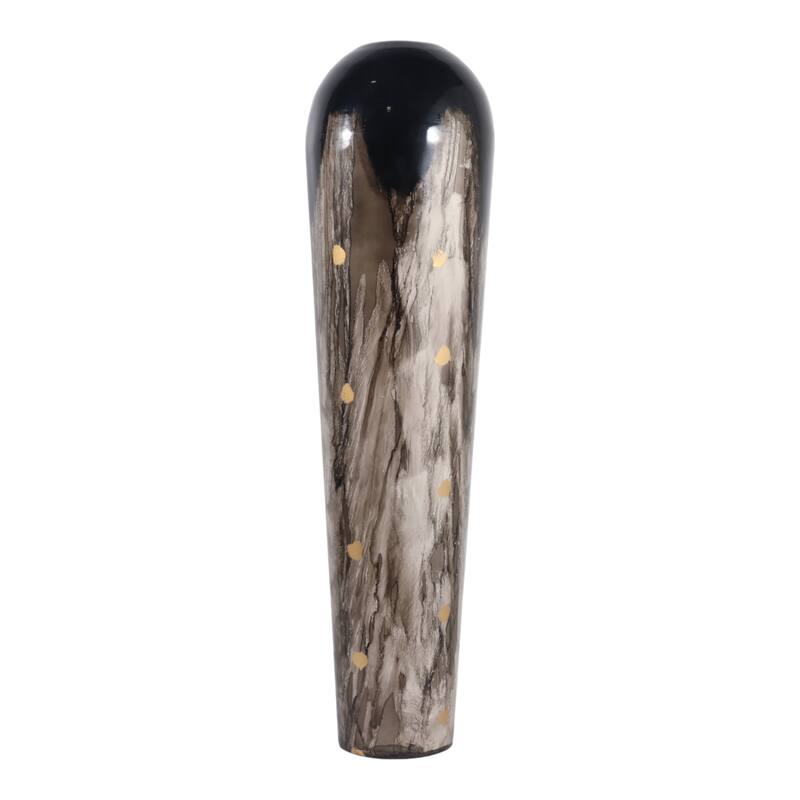 Tapered Iron Vase with Marbleized Finish - Modern Flower Vase