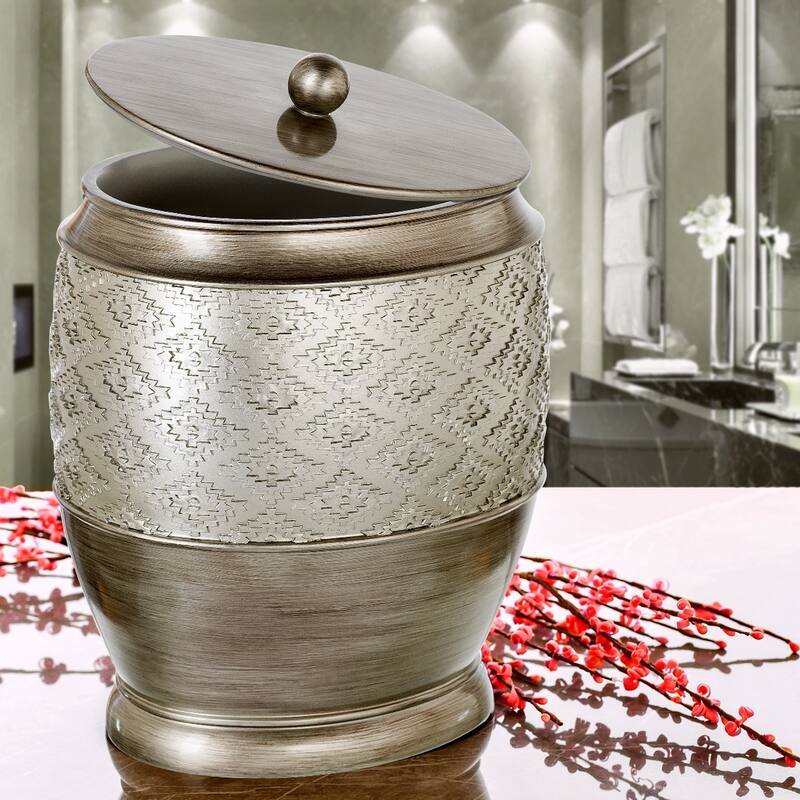 Creative Scents Dublin Brushed Silver Bathroom Trash Can with Lid