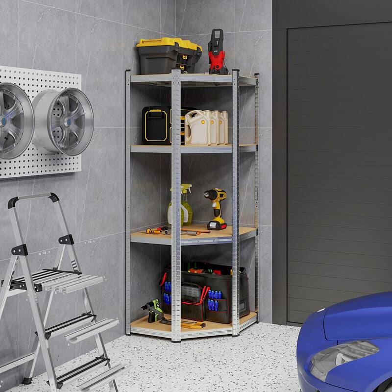 Gymax 4-Tier Adjustable Garage Storage Utility Rack Corner Shelving