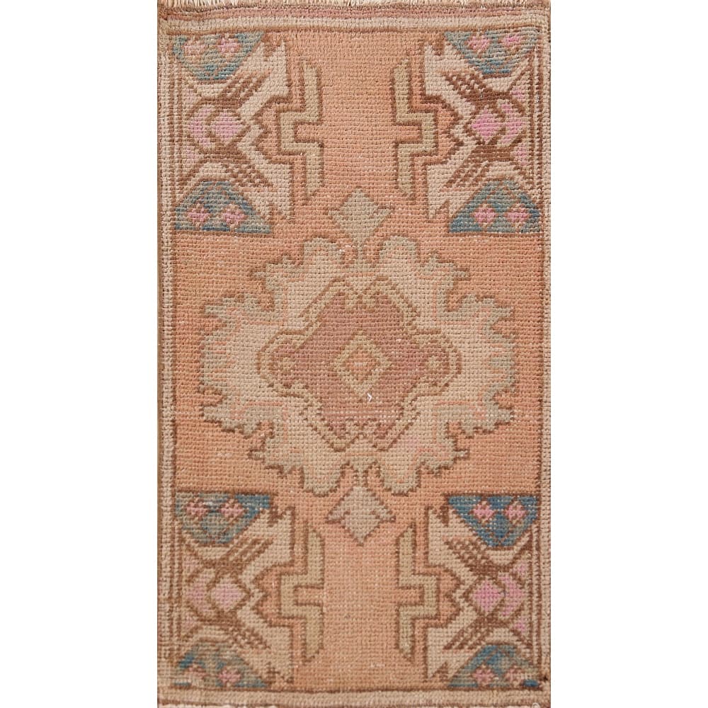 Hand Knotted Oriental 100% Wool Carpet Transitional Tribal Oranges & Rust Anatolian Area Rug - 3' 0'' X 1' 6''