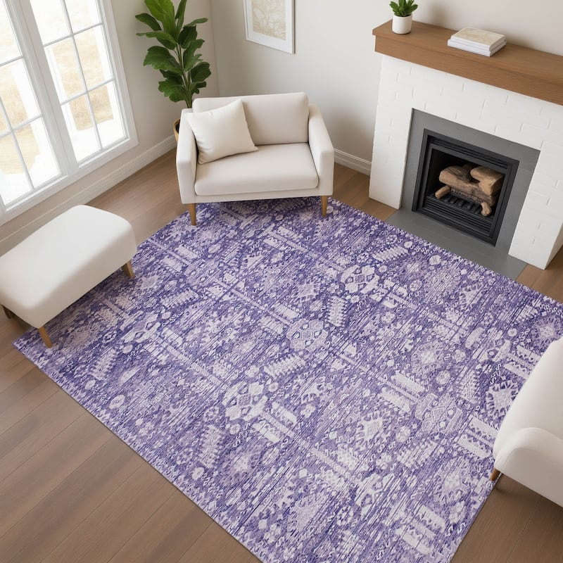 Premium Washable Super Soft Vintage Traditional Mayfield Rug - Purple - 3' x 5'