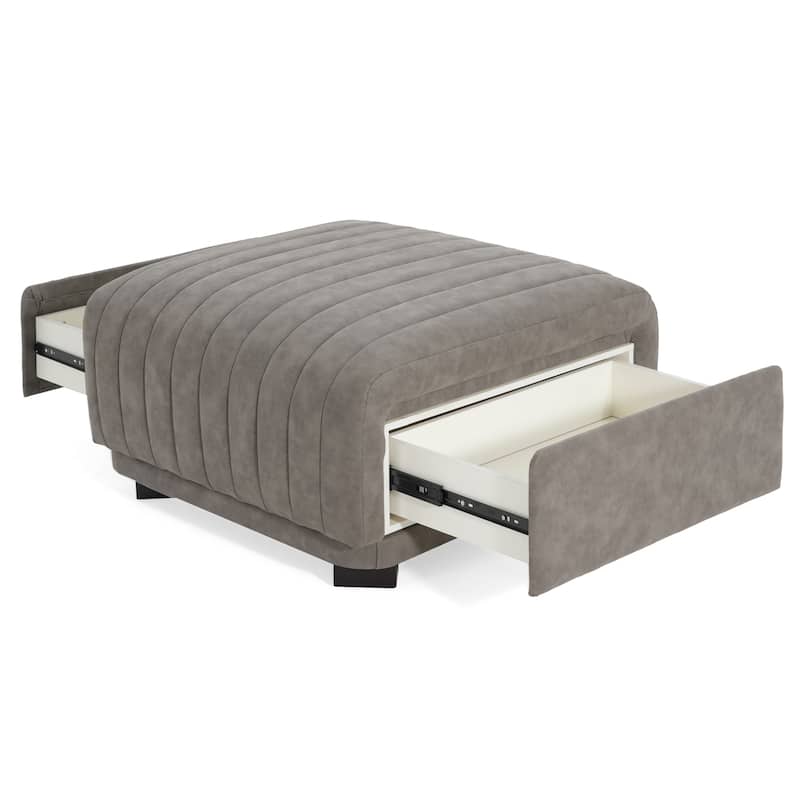 Christopher Knight Home - Zaka Faux Leather Channel Tufted Ottoman