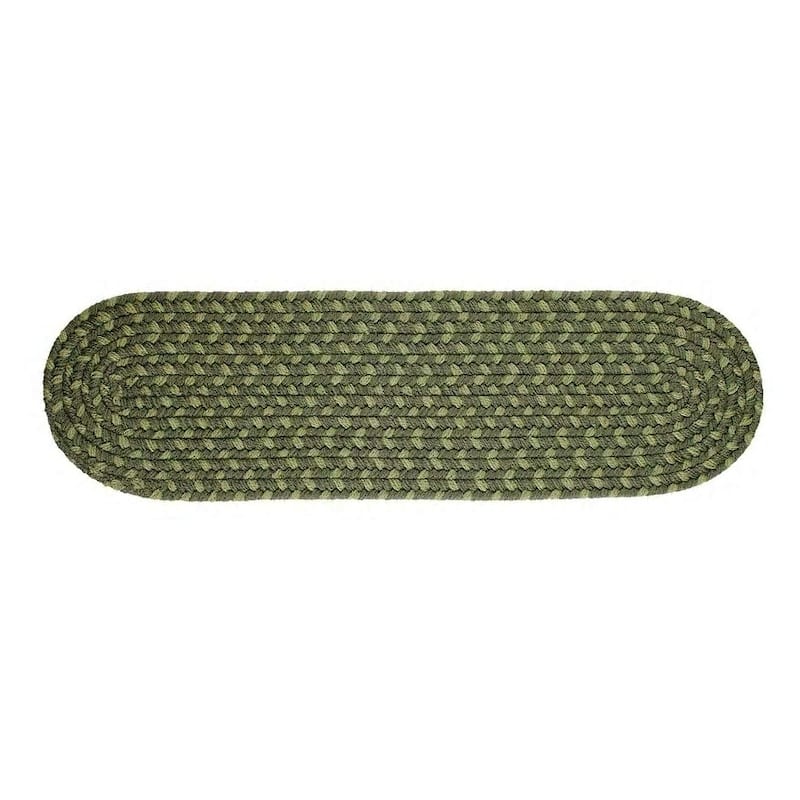 Rhody Rug Mission Hill Indoor/Outdoor Braided Area Rug - Sage Green - 8" x 28" Oval