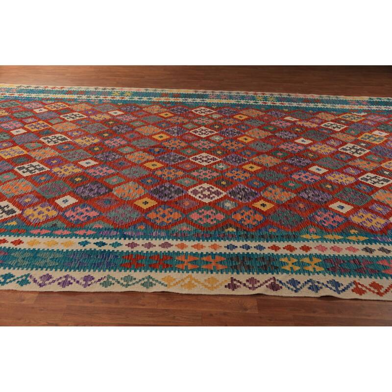Palace Size Kilim Oriental Rug Hand-Woven Wool Carpet - 9'11"x 16'4"