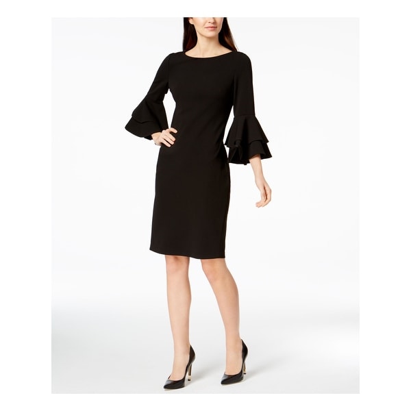 calvin klein black dress bell sleeve