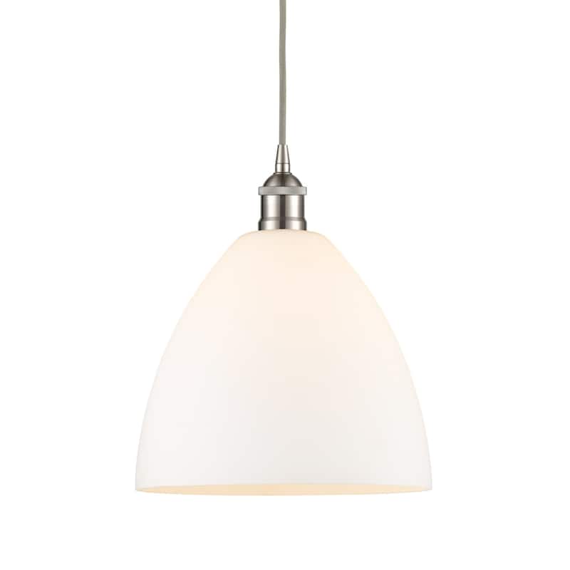 Innovations Lighting 616-1P-14-12 Edison Dome Pendant Edison Dome 12" - Brushed Satin Nickel / Matte White