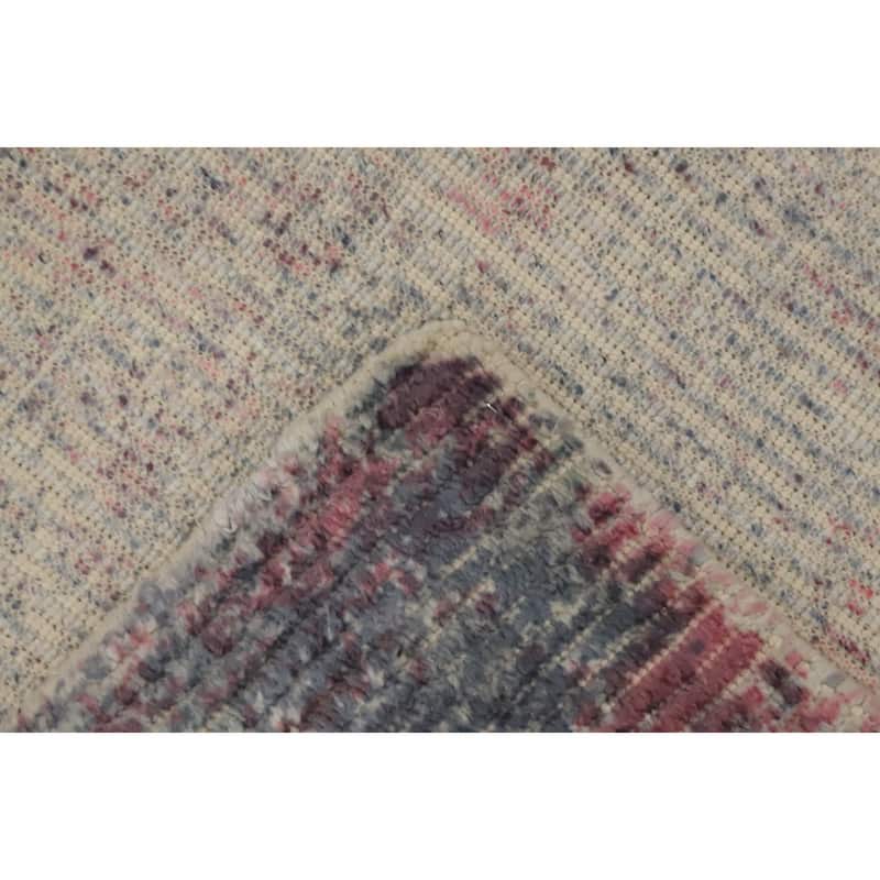 Hand Knotted Oriental Viscose Silk Carpet Modern Abstract Pink Abstract Area Rug - 8' 1'' X 5' 1''