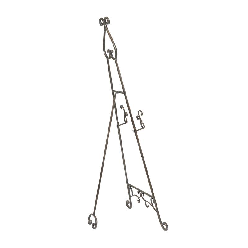 Bronze Metal Adjustable 2 Tier Scroll Display Easel with Chain Support