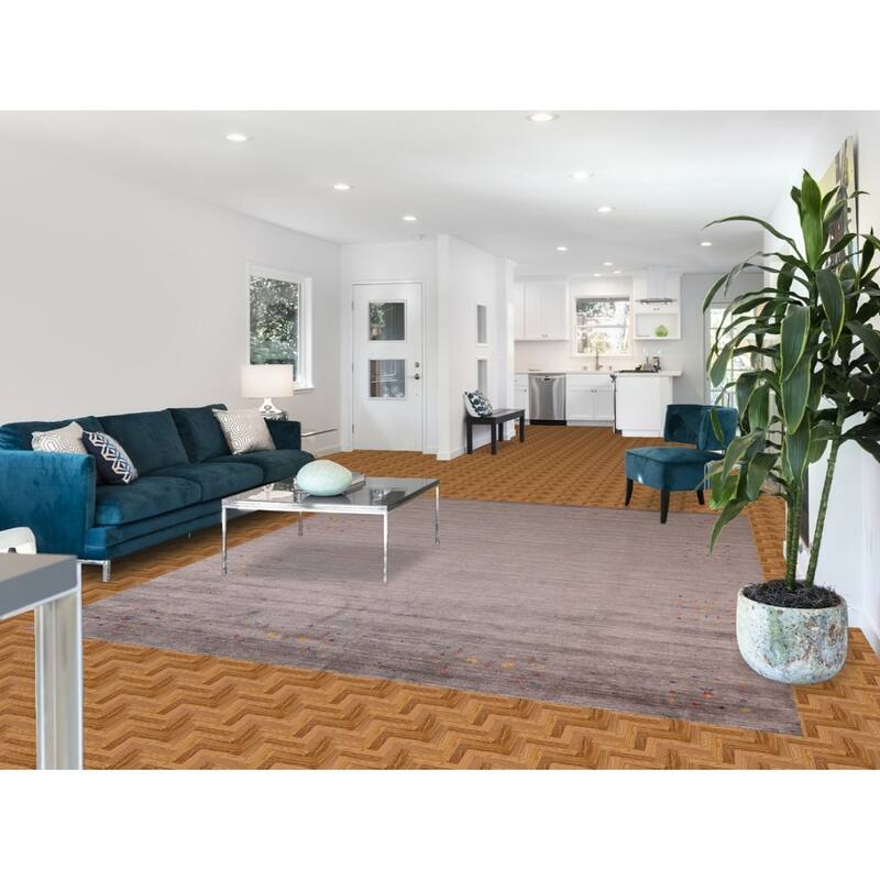 Earth Tone Gabbeh Oriental Area Rug Hand-Knotted Wool Carpet - 8'2" X 9'10"