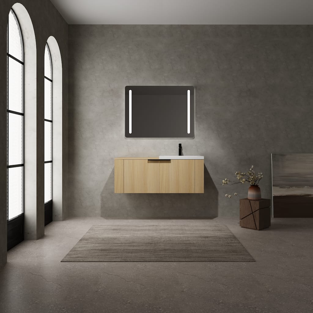 48" Oak Bathroom Vanity Sink Cabinet Set with Soft-Close Doors, Modern Bathroom Storage Solution