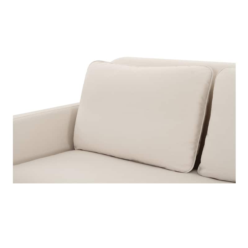 NADAAL STUDIOS Norex Pellicano Sofa, Box Pleat Skirt, Performance Linen Blend, Feather-Filled Cushions, Cream