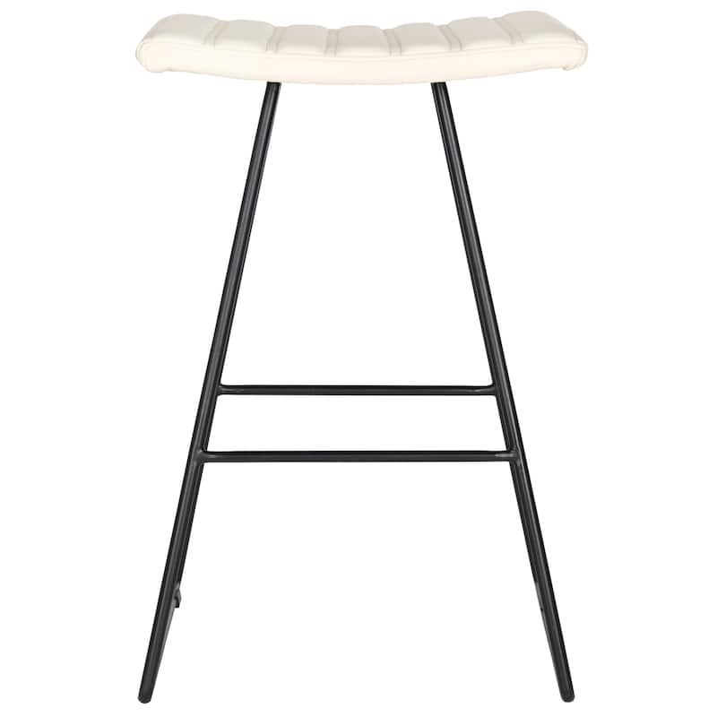 SAFAVIEH Doreen Mid-Century Dining Modern White 27-inch Counter Stool (Set of 2) - 16.5" x 16" x 26"