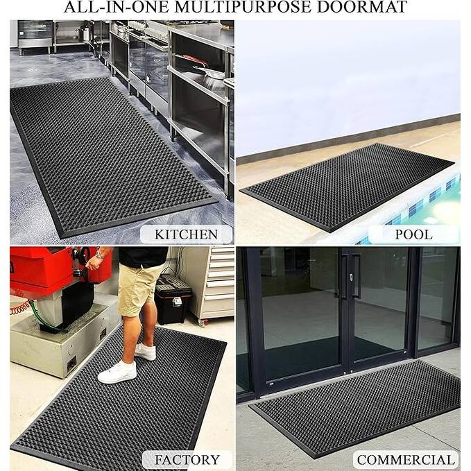 A1HC Heavy Duty Durable Non-Slip Rubber Floor Mat - 36" x 60" Anti-Fatigue Water Drainage Mat, Ideal for Commercial & Home Use