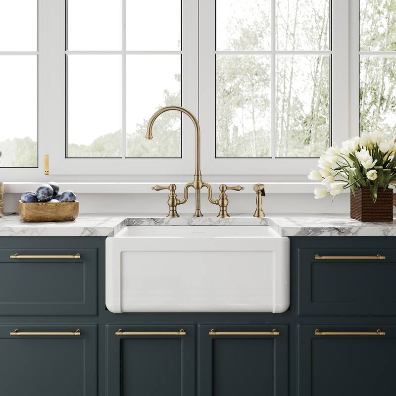 Whitehaus WHRP2418 Fireclay 24" Farmhouse Single Basin Fireclay