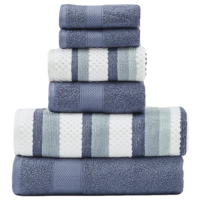 Modern Threads Pax 6-Piece Yarn Dyed 100-Percent Cotton Towel Set - Denim