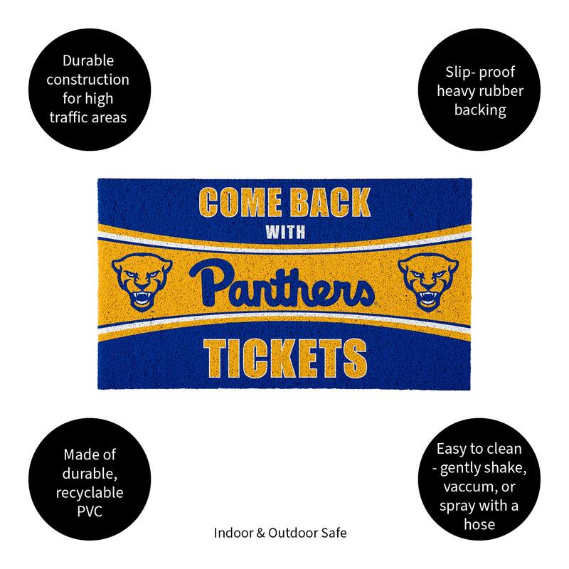 University of Pittsburgh 28 in. x 16 in. PVC "Come Back With Tickets" Trapper Door Mat
