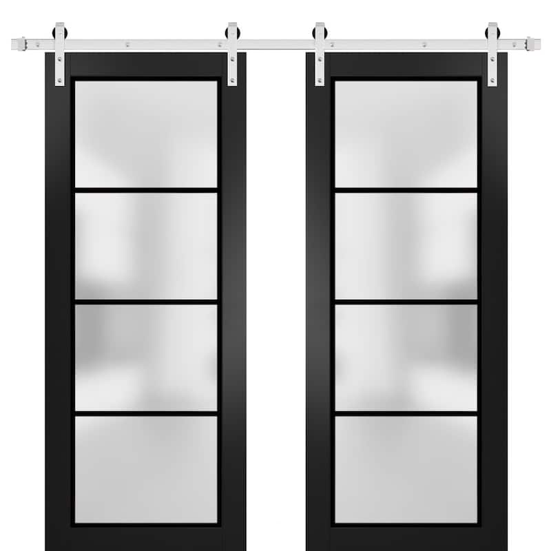 Sturdy Double Barn Door 36 x 80 Planum 2132 Matte Black 13FT - Black - 48" x 84" ( 2* 24x84)