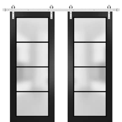 Sturdy Double Barn Door 36 x 80 Planum 2132 Matte Black 13FT