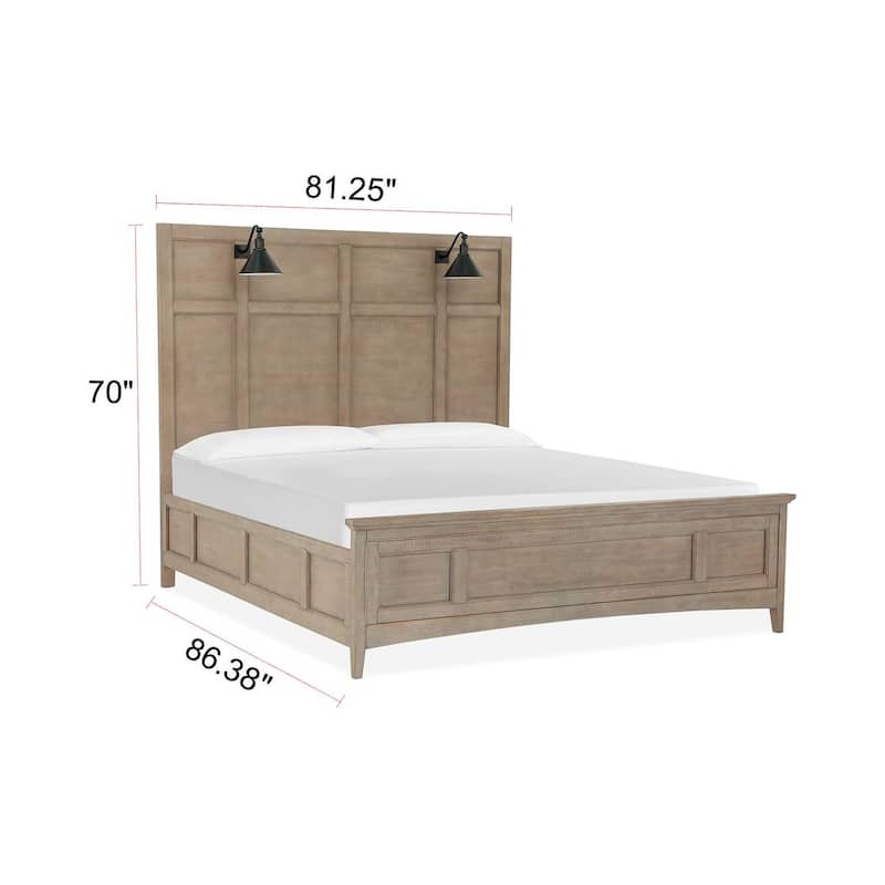Magnussen Home Paxton Place Dovetail Grey Lamp Panel Bed