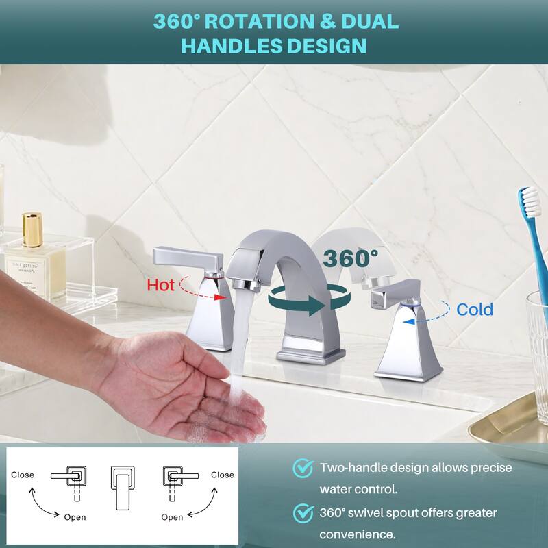 WOWOW 8 in. Widespread Double Handle Bathroom Faucet