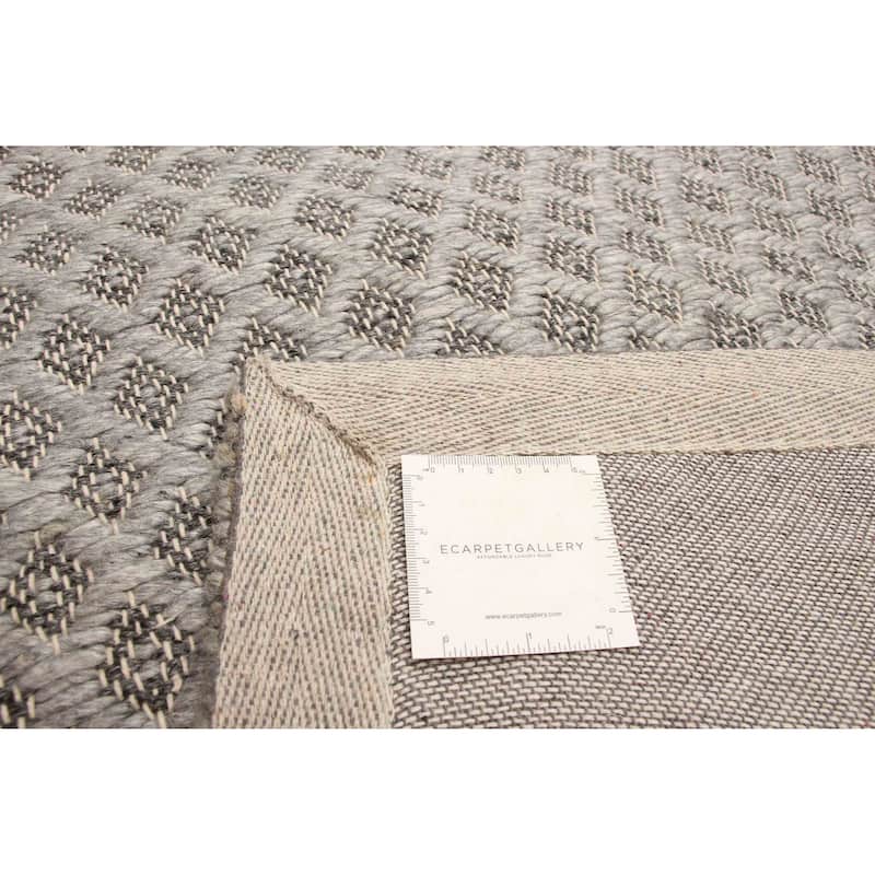 ECARPETGALLERY Hand Tufted Sienna Grey Wool Rug - 6'7 x 9'9