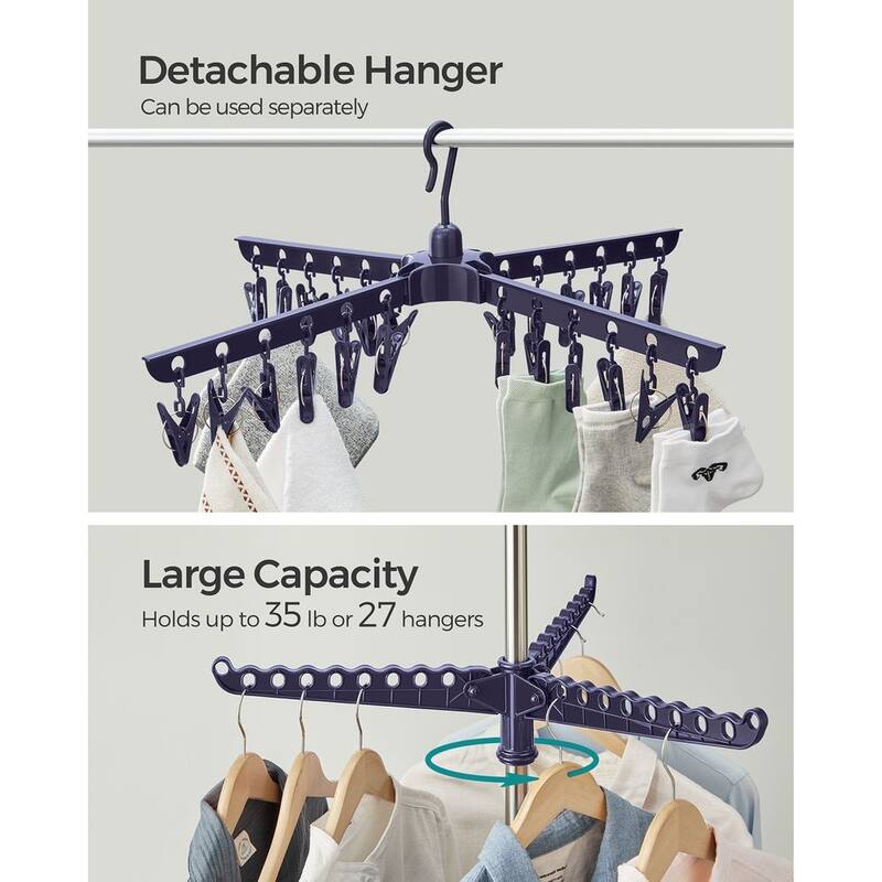 Stainless Steel Foldable Clothes Drying Rack with 360° Rotatable Arms Large Capacity and Space-Saving Design