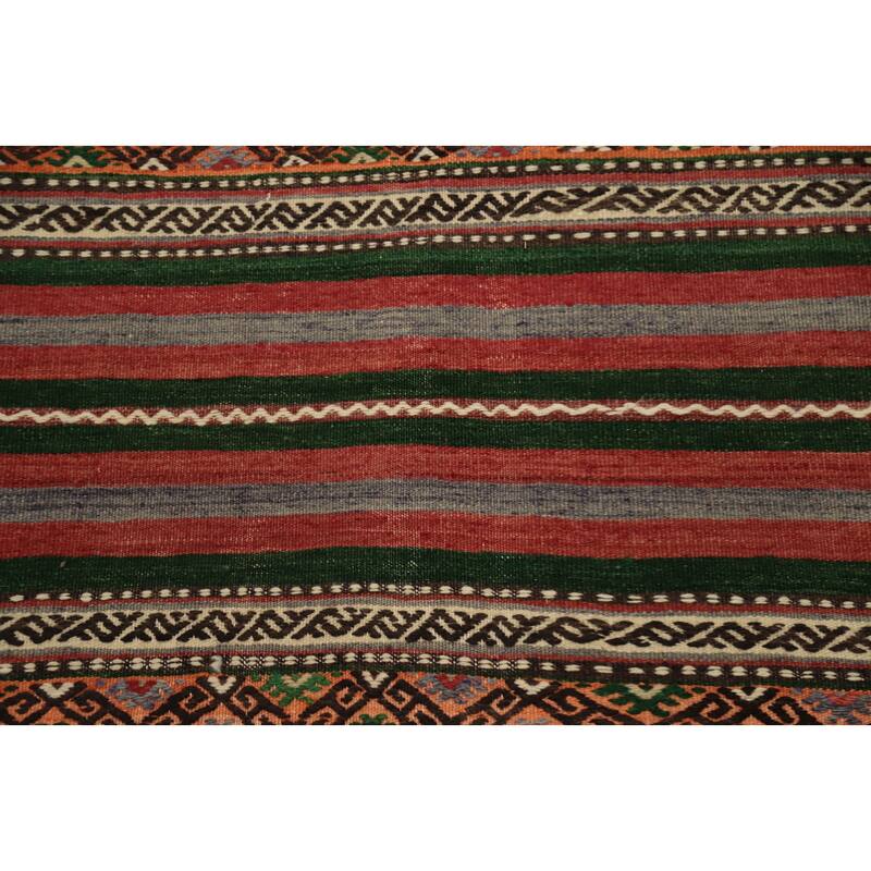 Hand Woven Oriental 100% Wool Carpet Southwestern Tribal Multi-Colored Kilim Area Rug - 7' 10'' X 5' 10''