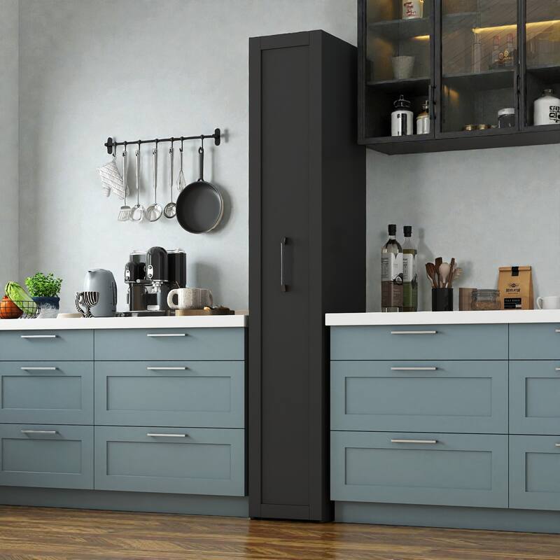 Slim Kitchen Rolling Storage Cart with Wheels and Handle, 6 Tier Narrow Pantry Shelf for Small Spaces