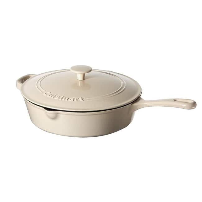 Cuisinart 12-Inch Cast Iron Chicken Fryer with Lid, 4.5 Quart Capacity, Porcelain Enameled Interior, Oven/Induction Safe - Enameled - Dishwasher Safe - Porcelain/Cast Iron - Cream - 12 Inch - 500-degrees F - 2-Piece