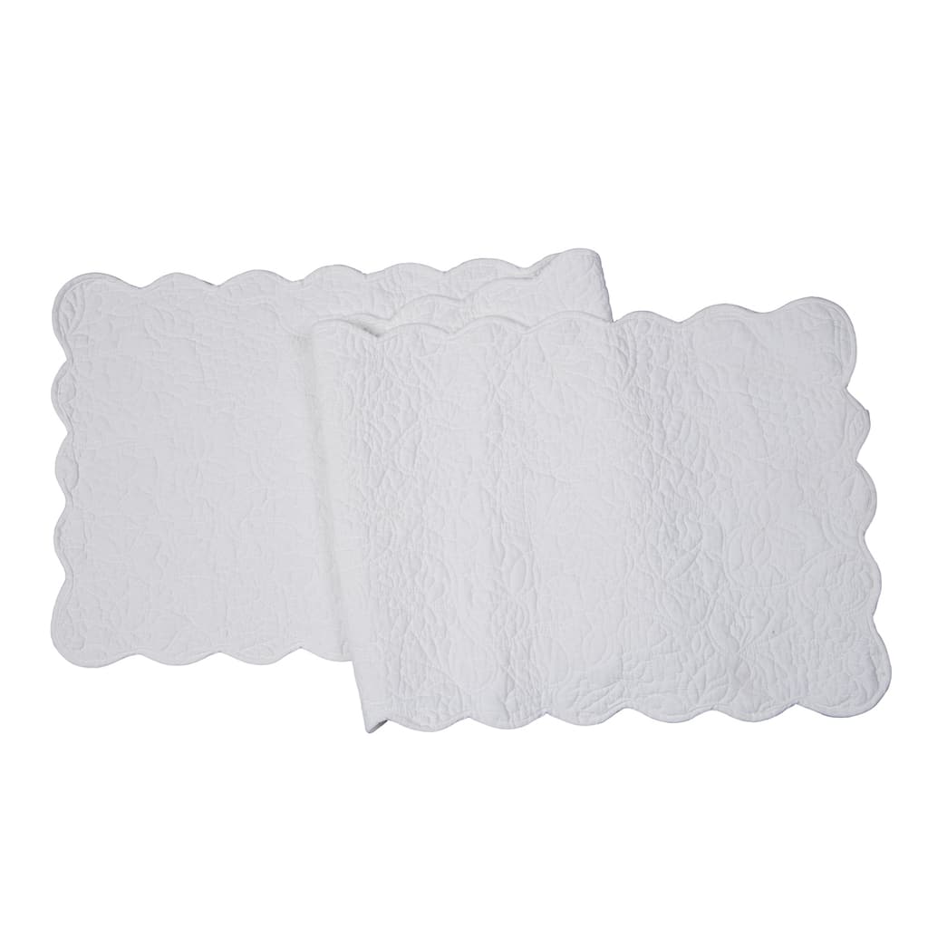 51" x 14" Christiana White Floral Reversible Machine Washable Quilt Table Runner