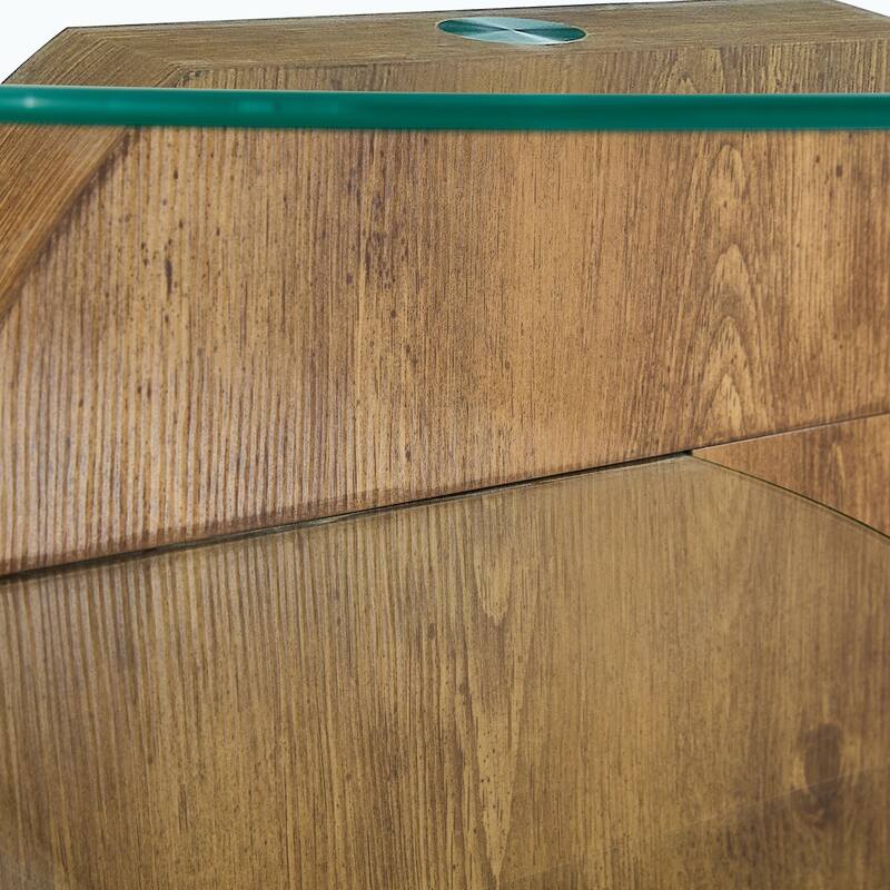 Modern and practical double-layer round table. Glass table top, wood MDF table legs. Suitable for living room and bedroom.