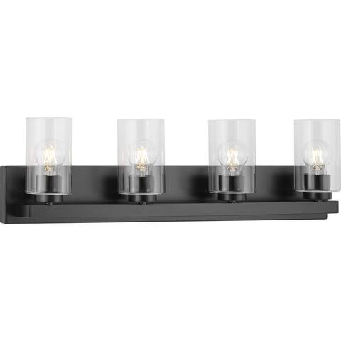 Goodwin Collection Four-Light Matte Black Modern Vanity Light with Clear Glass - Large