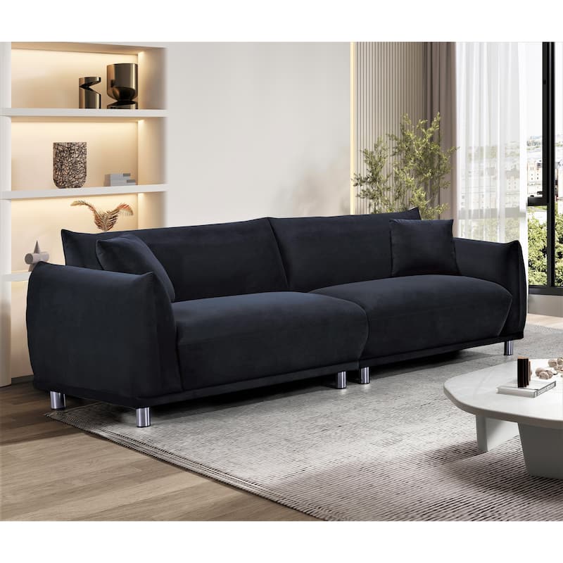 US Pride Furniture 88.2''W Metal-Legs Velvet Fabirc Foam Sofa