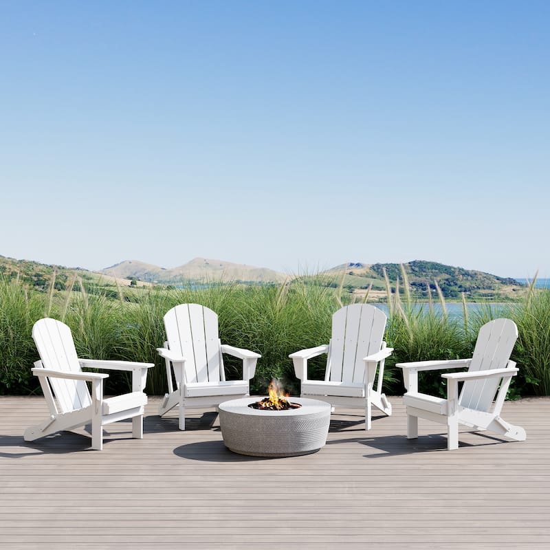 Polytrends Laguna Weather Resistant Outdoor Patio Folding Adirondack Chairs (Set of 4)