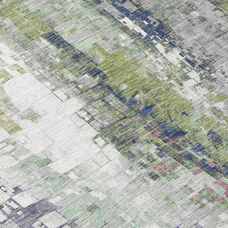 Machine Washable Indoor/ Outdoor Abstract Pixels Chantille Rug