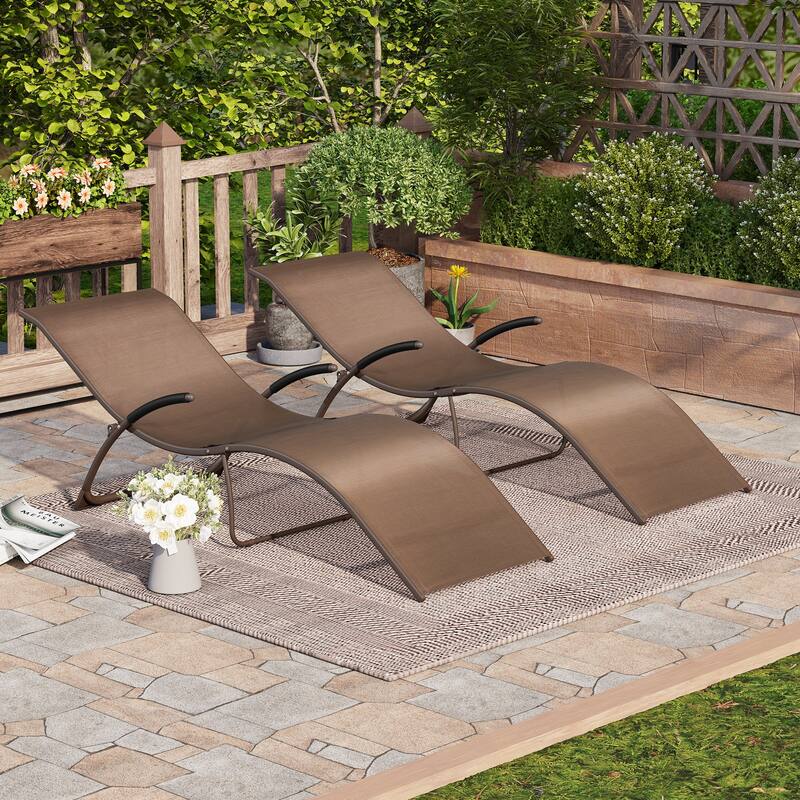 Crestlive Products Outdoor Aluminum Chaise Lounge Chair with Adjustable Backrest