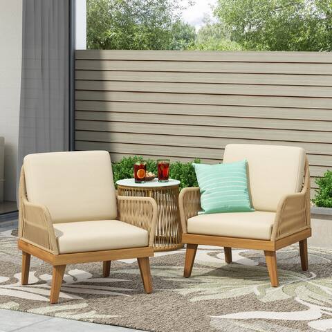 Annisa Outdoor Acacia Wood Club Chair (Set of 2) by Christopher Knight Home