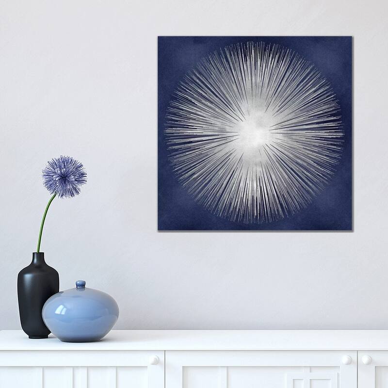 iCanvas 'Silver Sunburst On Blue I' by Abby Young Canvas Print - 18x18x1.5