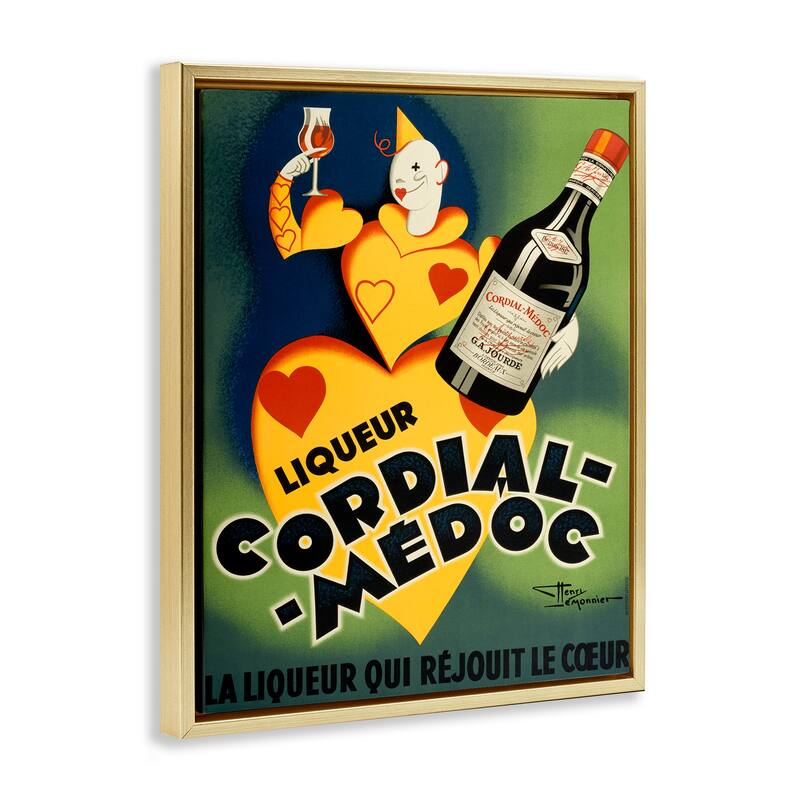Stupell Retro Vintage Wine Advertisement Framed Floater Canvas Wall Art Design By Marcus Jules