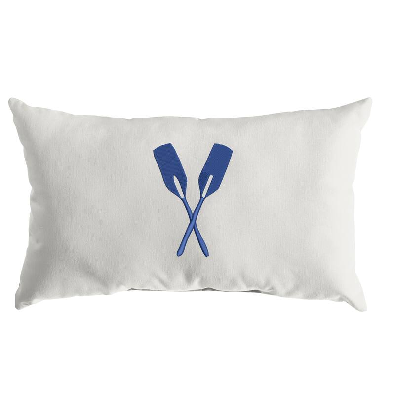 Sunbrella Canvas Natural Embriodered Indoor/Outdoor 13x20 Knife Edge Pillow (Single) - 20 x 13 x 6 in
