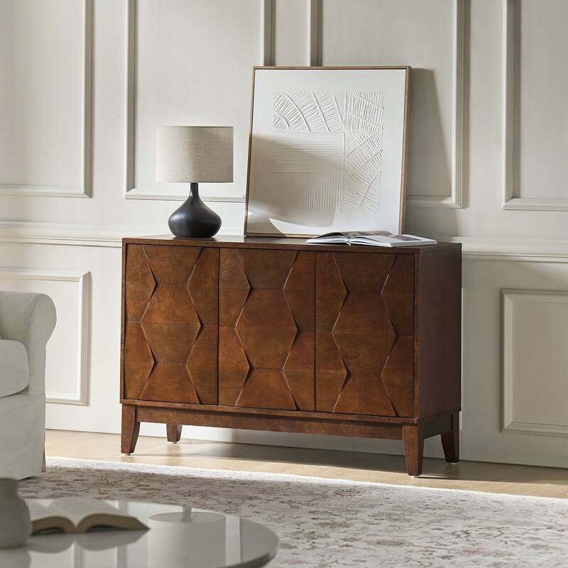 Glenda Contemporary 45''W Versatile 3-door Adjustable Shelf Storage Cabinet By HULALA HOME - Walnut