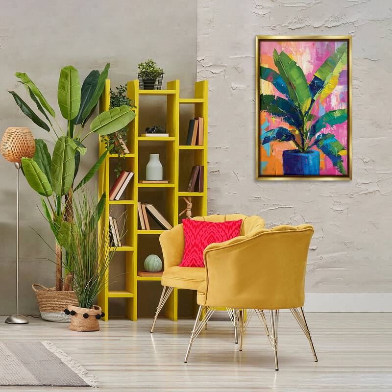 Stupell Modern Bright House Plant Framed Floater Canvas Wall Art Design By LSR Design Studio