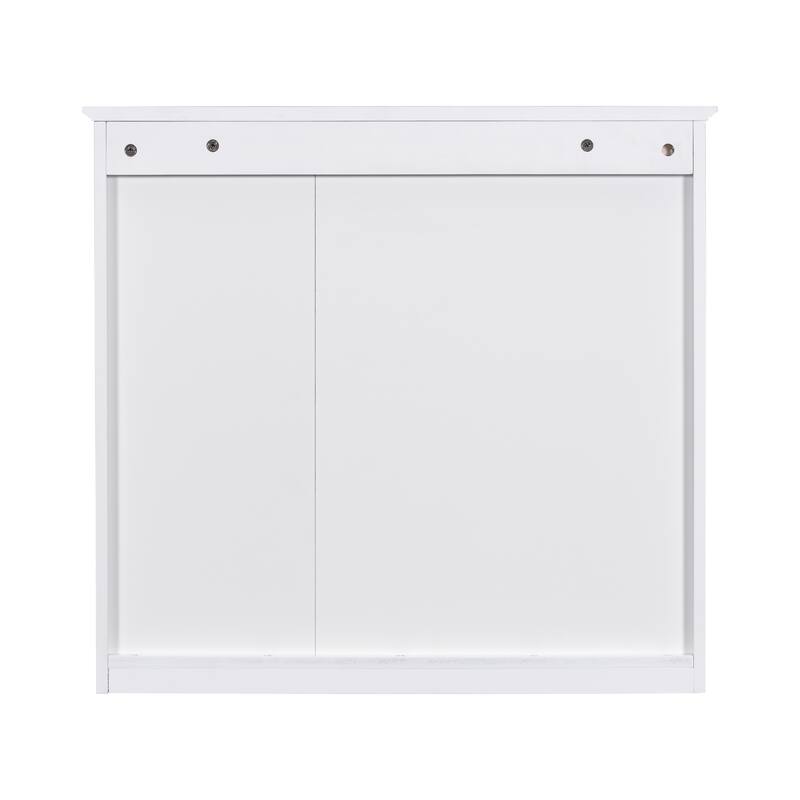 GDFStudio - Trellen Modern Wall-Mounted Bathroom Storage Cabinet with Mirror and 3 Open Shelves (No Bathroom Vanity) - 29.92"W