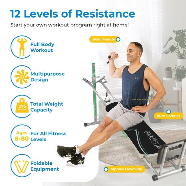 Total Gym Supreme Home Gym with Ab Crunch, Tri Grip Shaper Bars