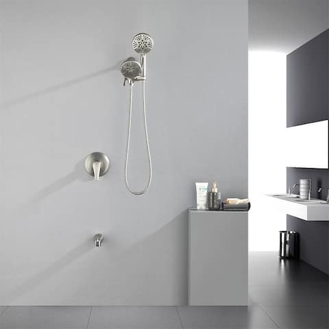 Wall Mounted High Pressure Shower System with Tub Spout Shower Faucet with Rain Shower Head and Handheld Spray